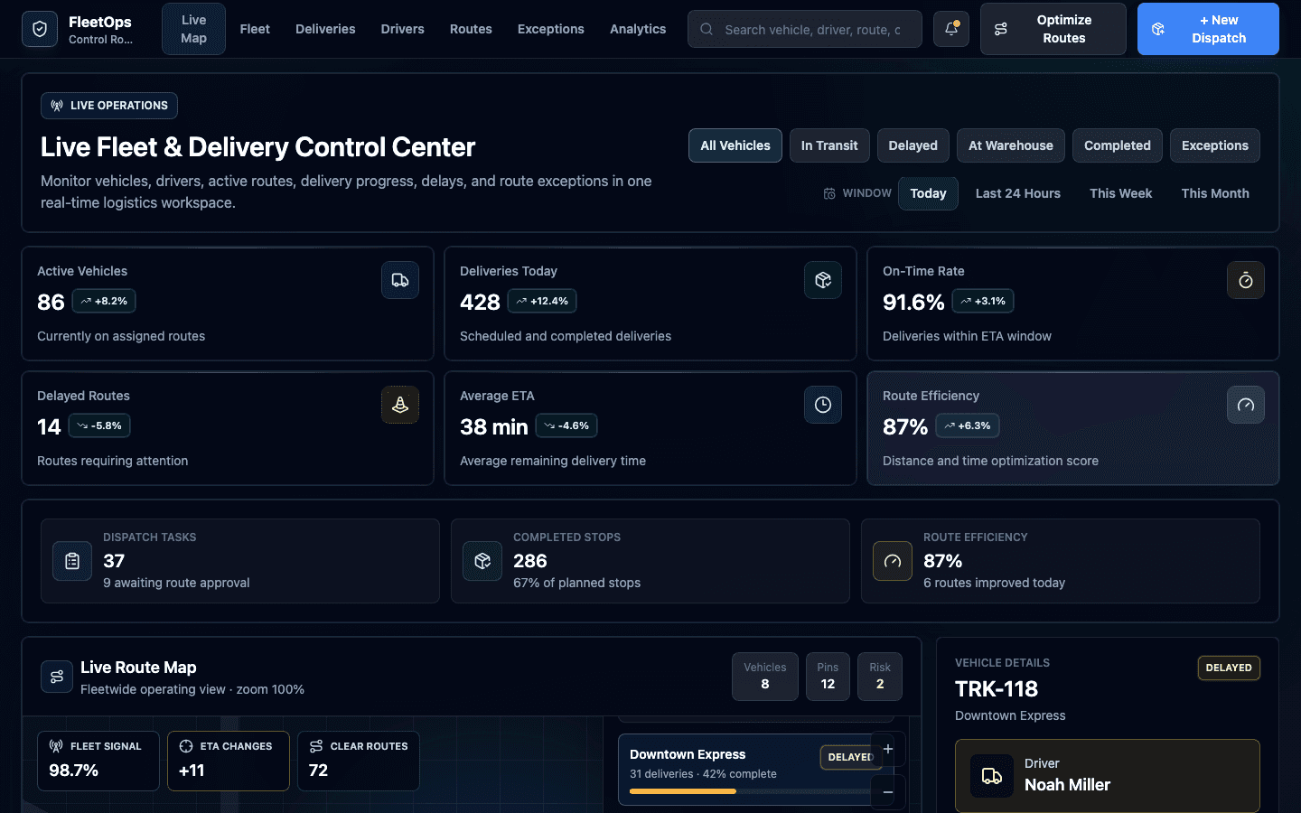Logistics & Fleet Tracking Dashboard live site preview